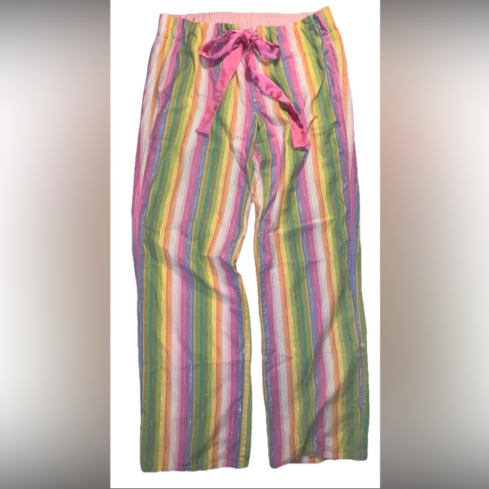 PINK Victoria's Secret Rainbow Stripe Lounge Pants - Pink, Yellow, Green, Blue